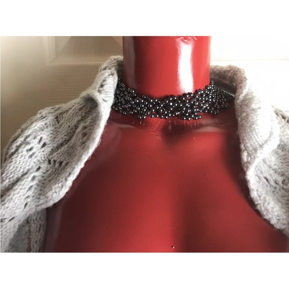 Anthropologie Tapemeasure Light Gray Crocheted Open Cardigan Sweater - L Large - Picture 7 of 9